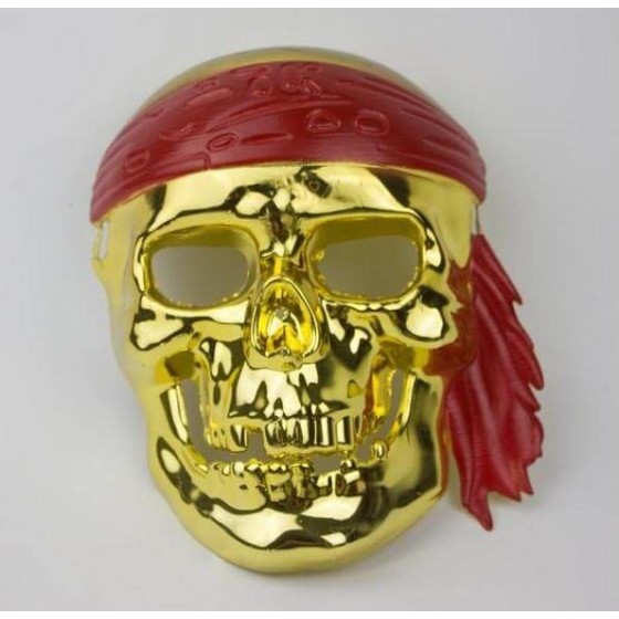 Vyriška auksinė pirato karnavalinė kaukė
